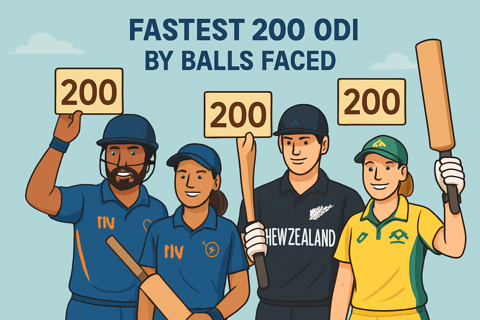 Fastest 200 ODI by Balls Faced: fastest 200 odi (Men & Women)